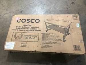 Cosco SmartFold Portable Workbench  Folding Utility Table with Locking Casters customer return see pictures