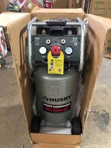 Husky 20 Gal. Vertical Electric-Powered Silent Air Compressor  open box customer returns see pictures