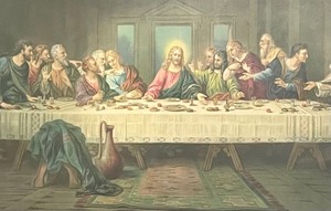 lot 65A image: Framed Vintage Lords Supper Print