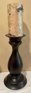 lot 48 image: Pottery Barn Candle Holders with Birch Wrapped Candles