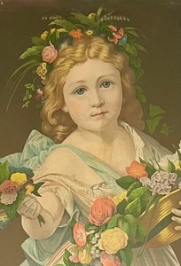 lot 51 image: Vintage Girl with Flowers Framed Print