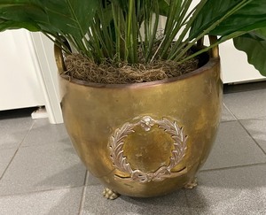 lot 85 image: Faux Greenery in Brass Planter