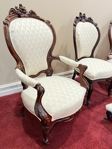 lot 2 image: Antique Victorian Four Piece Walnut Parlor Set