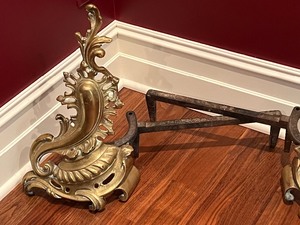 lot 89 image: Antique Pair of Brass Andirons