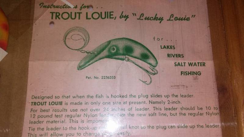 Display Box of Trout Louie by Lucky Louie.