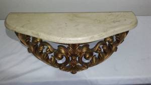 lot 587 image: Vintage stone top wall shelf.