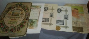 lot 645 image: Antique and Vintage Certificates and Calendar.