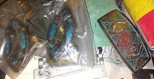 lot 707 image: Leather Crafting Turquoise Buckles - NEW