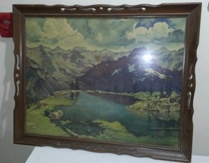 lot 754 image: Vintage Framed Litho painting 31.5 x 25.5
