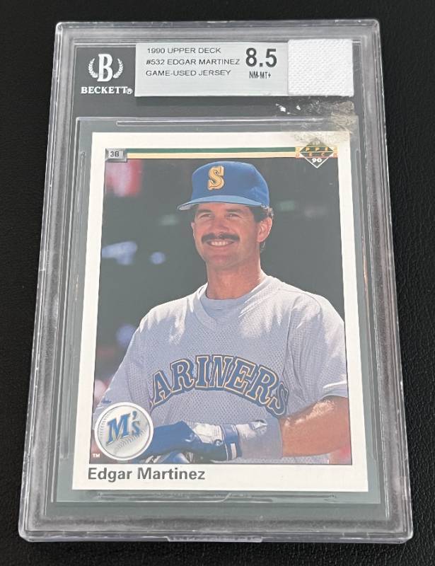 1990 Upper Deck Edgar Martinez 2nd Year w/game Used Jersey BGC 8.5 (slight  case