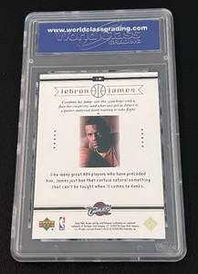 lot 20 image: LeBron James RC Graded 10, 2003 Upper Deck  Rookie A Natural #18 graded 10 Gem-MT by WCG Basketball Card