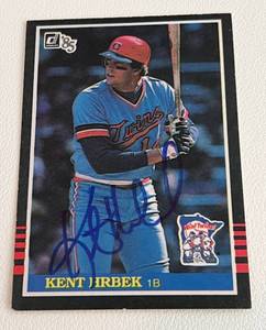 lot 73 image: Kent Hrbek Signed Card - Autographed on 1985 Donruss #70, no COA but legit, Minnesota Twins Baseball Card