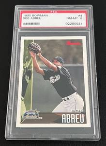 lot 75 image: 1995 Bowman Bob Abreu #4 PSA Graded 8 NM-MT Baseball Card