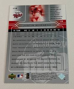 lot 128 image: Justin Morneau Signed - Autographed on a 2004 Upper Deck #116, no COA but legit, Minnesota Twins Baseball Card