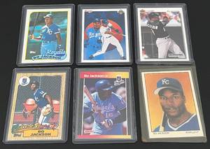 lot 135 image: Bo Jackson 6 card lot - 1987 Topps RC #170, 1989 Donruss, 1990 Score Dream Team,  1989 Topps, 1990 Upper Deck Collectors Choice, 1991 Upper Deck