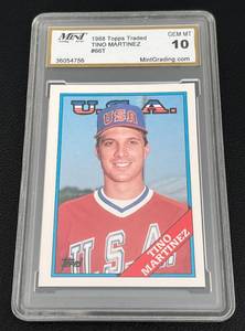 lot 138 image: 1988 Tino Martinez Topps Traded RC Graded 10 Gem Mint #66T Rookie Baseball Card