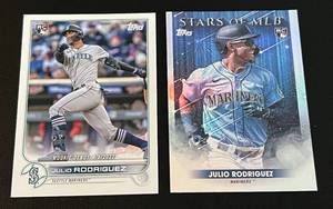 lot 143 image: Julio Rodriguez RC Lot - Topps Stars of the MLB #87 and MLB Debut #US97 - Baseball Rookie Card
