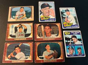 lot 173 image: Vintage Baseball Card Lot - 1955 Bowman (5 Cards), 1965 Topps (3 Twins Cards)