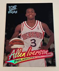lot 204 image: Allen Iverson RC 1996-97 Fleer Ultra #82 Rookie Basketball Card
