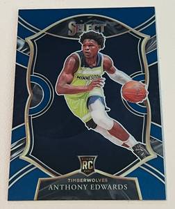lot 215 image: Anthony Edwards RC - 2020-21 Select #61 Minnesota Timberwolves Rookie Basketball Card