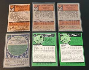 lot 222 image: NBA Vintage Rookies Lot of 6 - 1975 #302 Maurice Lucas, 1977 #36 Scott May #56 Adrian Dantley, 1978 #75 Bernard King, #78 Dennis Johnson, #126 Marques Johnson