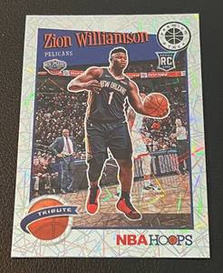 lot 225 image: Zion Williamson RC Lazer Prizm - 2019-20 Hoops Tribute Premium Stock #296 Rookie Basketball Card