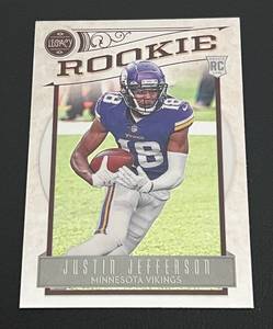 lot 243 image: Justin Jefferson RC - 2029 Chronicles Legacy #209 Minnesota Vikings Rookie Football Card