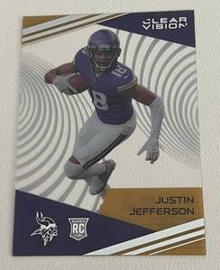 lot 245 image: Justin Jefferson RC - 2020 Chronicles Clear Vision #CV-11 Minnesota Vikings Rookie Football Card