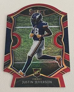 lot 256 image: Justin Jefferson RC Die Cut Concourse - 2020 Select Football #61 Minnesota Vikings Rookie Football Card