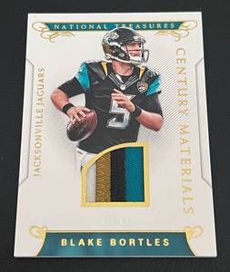 lot 259 image: Blake Bortles 4-color Patch Jersey 49 - 2016 National Treasures #11, numberd 0749 only 49 made, very rare football card