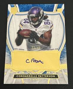 lot 264 image: Cordarelle Patterson Auto RC Card 40 - 2013 Topps Supereme #SRA-CP, numbered 2240, rare only 40 made, Certified Autograph Minnesota Vikings Rookie Football Card