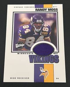 lot 265 image: Randy Moss Jersey Relic 2001 Upper Deck Vintage Threads #RM-VT Minnesota Vikings Football Card