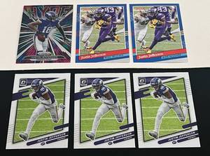 lot 267 image: Justin Jefferson 6 Card Lot - Includes 2021 Prizm Hype #H-5, (2) 2021 Donruss #91-12, and (3) 2021 Donruss Optic #95 Minnesota Vikings Football Cards