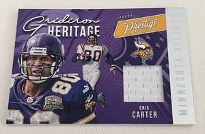 lot 285 image: Chris Carter Jersey Relic - 2020 Prestige Gridiron Heritage # GH-CC Minnesota Vikings Football Card