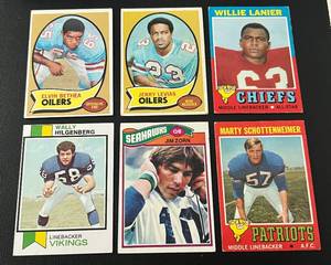 lot 303 image: NFL Vintage RC Lot of 6 - 1970 Elvin Bethea #43, Jerry Levias #89, 1971 Willie Lanier # 114, Marty Schottenheimer #3, 1973 Wally Hilgenberg #147, 1977 Jim Zorn #65