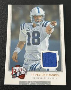lot 305 image: Peyton Manning Jersey Relic 2008 UD Football Heroes #77, jersey patch football card