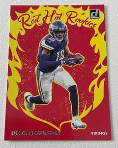 lot 311 image: Justin Jefferson RC SP - 2020 Donruss Red Hot Rookies # RH-JJ, Minnesota Vikings Football Card