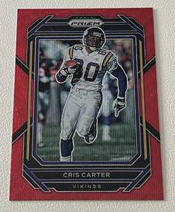 lot 312 image: Chris Carter Red Wave Refractor 149 - 2022 Prizm #196, numbered 036149 ver rare Minnesota Vikings Football Card