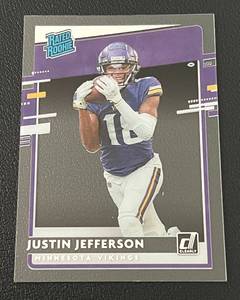 lot 319 image: Justin Jefferson RC - 2020 Donruss Rated Rookie #JUJ Rookie Minnesota Vikings Football Card