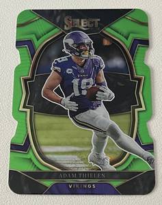 lot 323 image: Adam Thielen Green Die Cut Prizm 299 - 2022 Select #51 numberes 123299, very rare only 299 made Minnesota Vikings Football Card