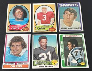 lot 331 image: NFL Vintage RC Lot of 6 - 1972 Archie Manning, 1970 Bubba Smith and Jan Stenerud, 1974 John Maruszak, 1975 Cliff Branch and 1978 Fred Dean