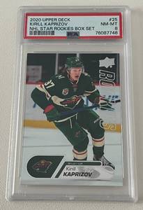 lot 347 image: Kirill Kaprizov RC PSA 8 - 2020 Upper Deck NHL Star Rookies Box Set #25 graded NM-MT Rookie Minnesota Wild Hockey Card