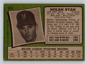 lot 4 image: Nolan Ryan 1971  Topps #513 Vintage Baseball Card