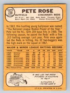 lot 7B image: Pete Rose 1968 Topps # 230 Vintage Baseball Card