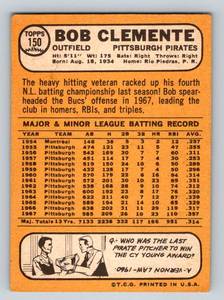 lot 10 image: Roberto Clemente 1968 Topps #150 Vintage Baseball Card