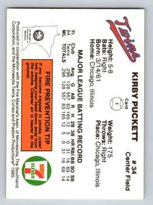 lot 13 image: Kirby Puckett RC - 1985 7-Eleven Rare Vintage Baseball Card Minnesota Twins