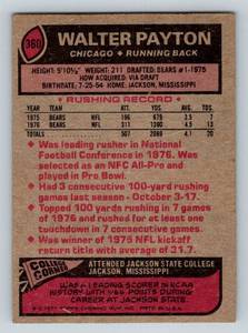 lot 15 image: Walter Payton 2nd Year Card - 1977 Topps # 360 Vintage Football Card
