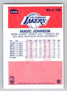 lot 25A image: 1986 Fleer Magic Johnson #53 Vintage Basketball card