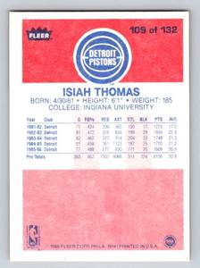 lot 28 image: 1986 Fleer Isiah Thomas RC #109 Rookie Vintage Basketball Card