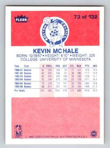lot 31 image: 1986 Fleer Kevin McHale #73 Vintage Rookie Basketball Card